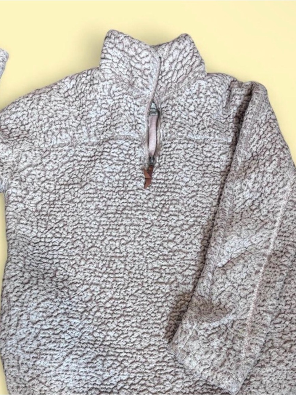 Thread & Supply Plush Quarter-Zip Turtleneck Pullover - Light Taupe